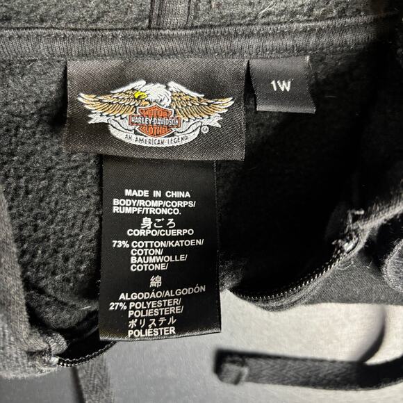 HARLEY DAVIDSON Vintage Y2K STRIPED ZIP UP HOODIE Women’s 1X - Picture 5 of 6